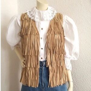 Sandro Tan Fringe Vest size 2